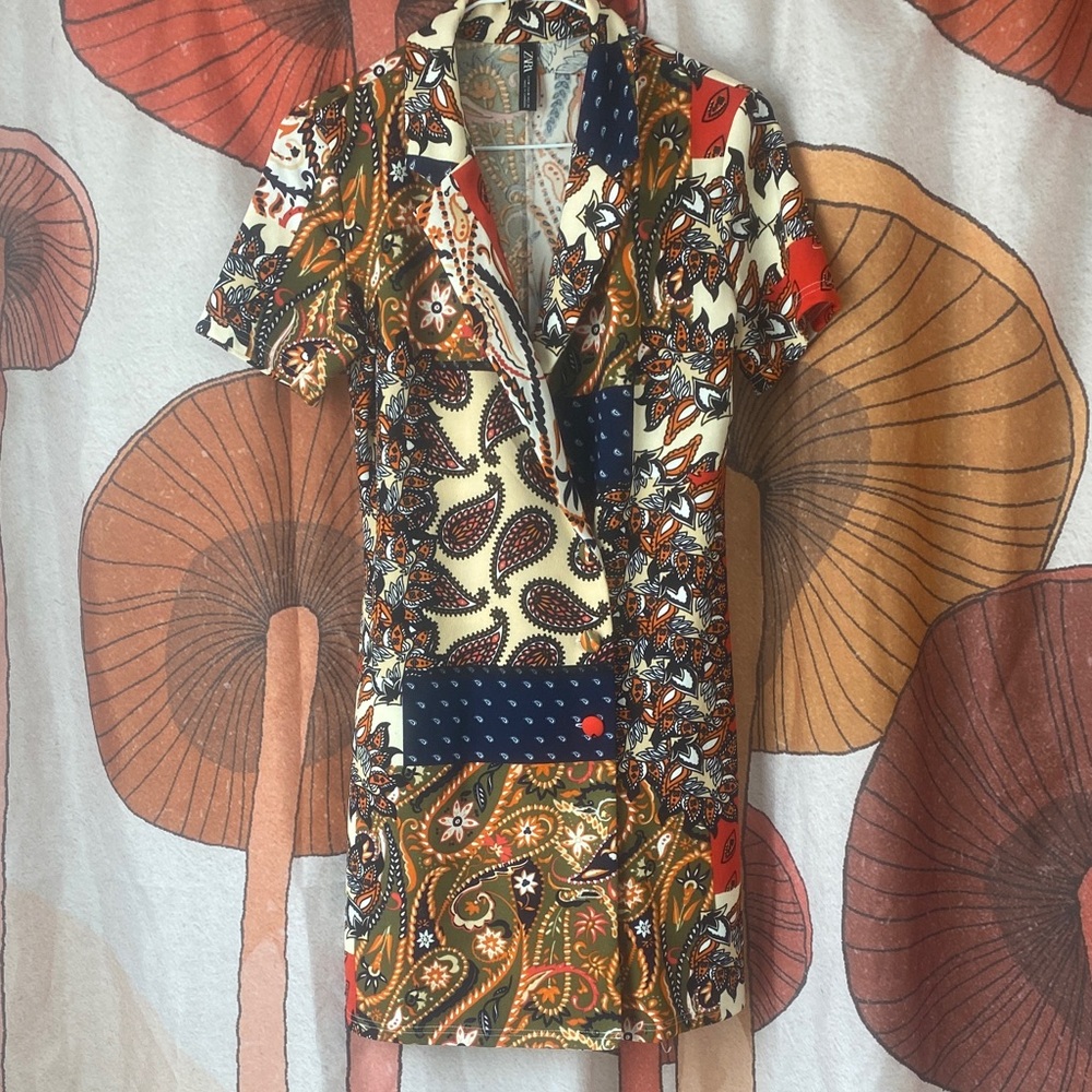 ZARA Paisley collared shirt dress